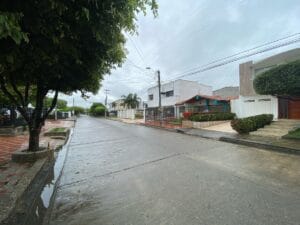 Quiet street on a rainy day. Monteria, Colombia.