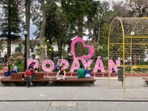 Town park. Popayan, Colombia.