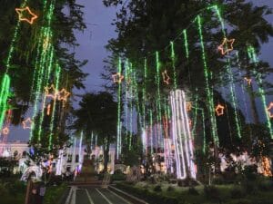 Town park night. Popayan, Colombia.