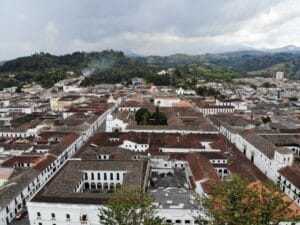 Ariel view. Popayan, Colombia.