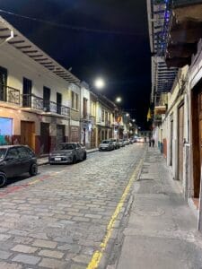 Street at night. Cuenca, Ecuador.
