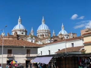Church domes. Cuenca, Ecuador.