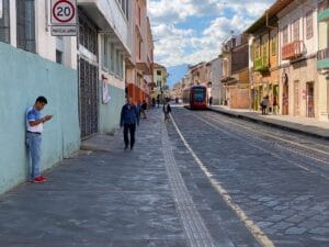 Street tram. Cuenca, Ecuador.