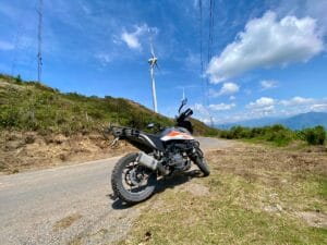 Motorcycle, windfarm. Loja, Ecuador.