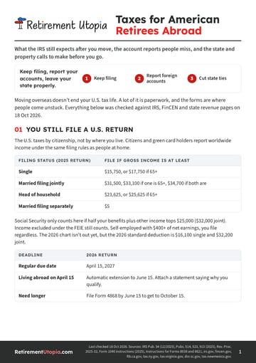 Taxes for American Retirees Abroad cover